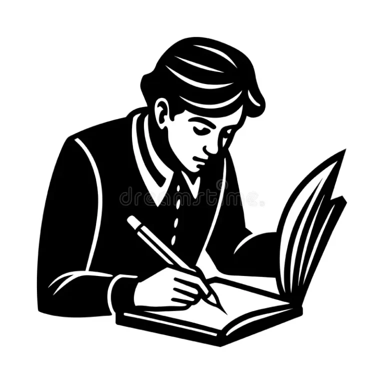 book-writer-writes-book-pen-vector-art-illustration-book-writer-writes-book-pen-341502816
