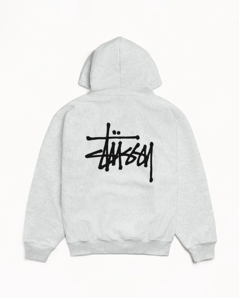 BASIC STÜSSY ZIP HOODIE ASH HEATHER1