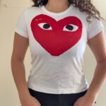 Comme des Garçon Red Heart Logo White T-Shirt