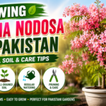 Cassia nodosa pink shower tree with clusters of pink and white blossoms growing in Pakistan