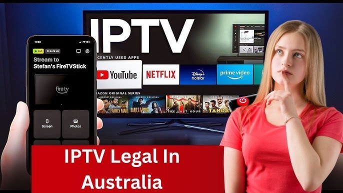 Person streaming IPTV Australia on a smart TV with a reliable IPTV subscription Australia.
