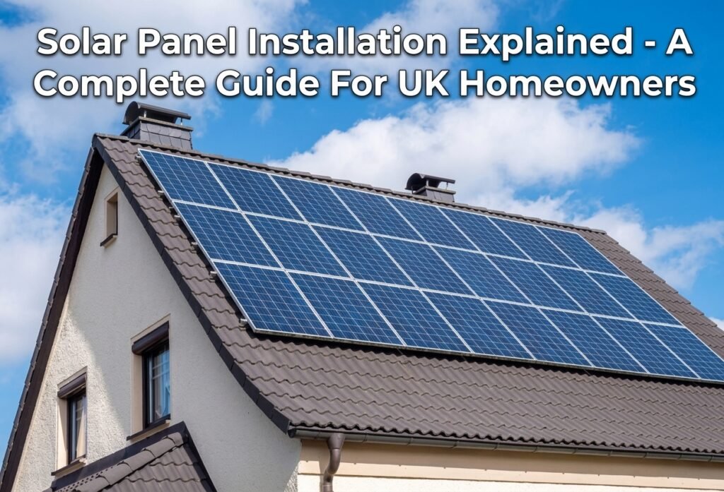 Solar panel installation on a UK home roof