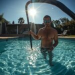 lucid-origin_A_wide_seasonal_collage-style_image_showing_a_pool_technician_servicing_a_villa_-0