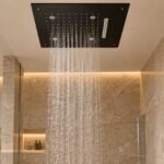 Charcoal Ceiling Shower in Marble Bathroom-100kb