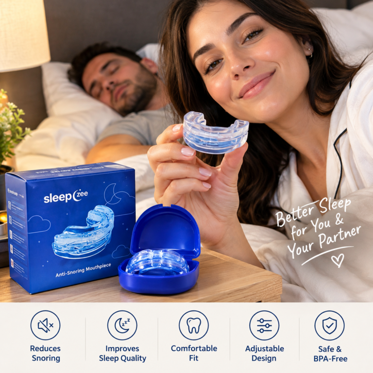 SleepZee mouthpiece review for snoring relief and a more peaceful night's sleep.