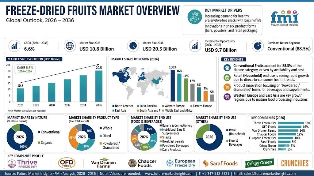 Freeze-Dried Fruits Market to Reach USD 20.5 Billion by 2036 at 6.6% (1)