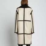 Genuine leather sherpa coat women