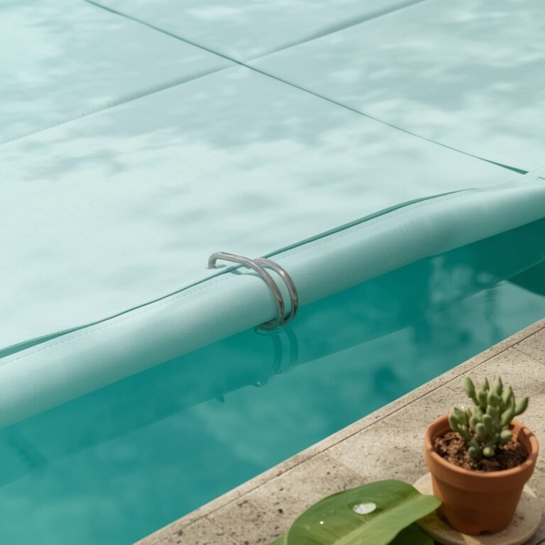 lucid-origin_A_photorealistic_close-up_image_of_a_pool_cover_being_pulled_over_calm_turquoise-0
