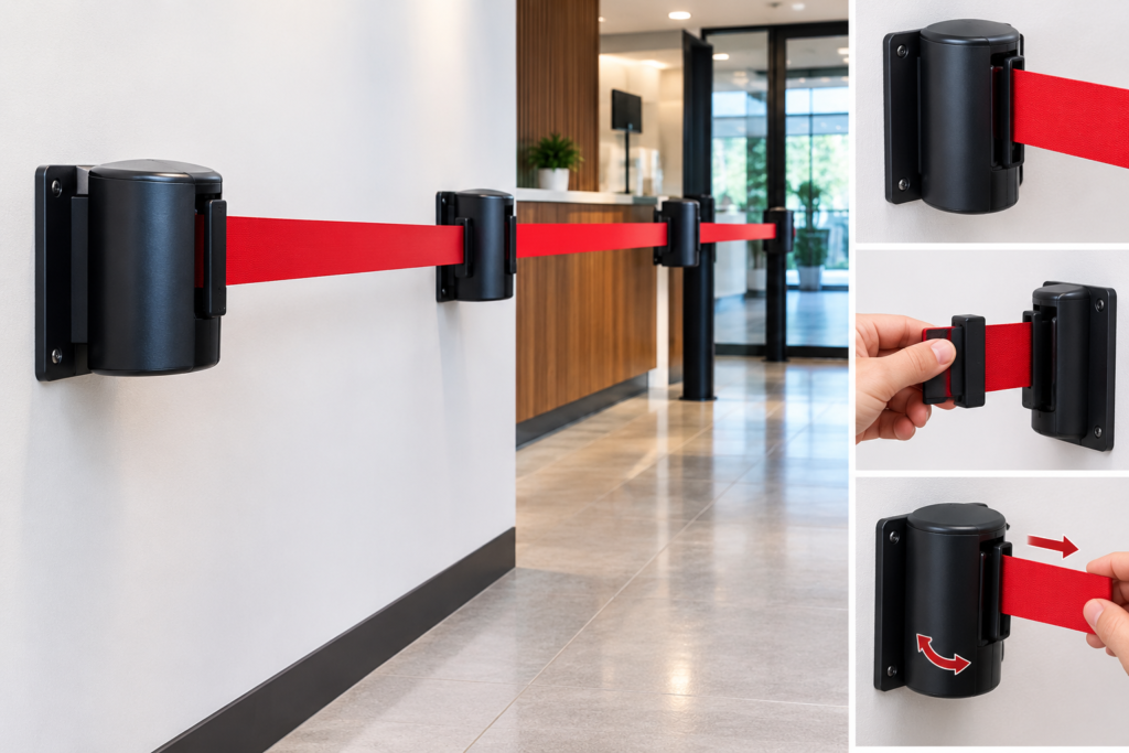 wall mounted retractable barriers